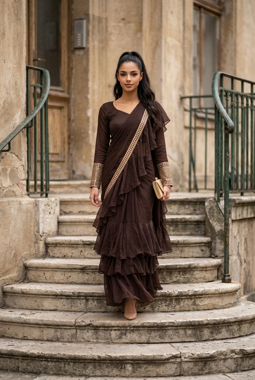Ruffle Saree