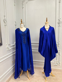 100% Pure Silk Royal Blue Kaftan
