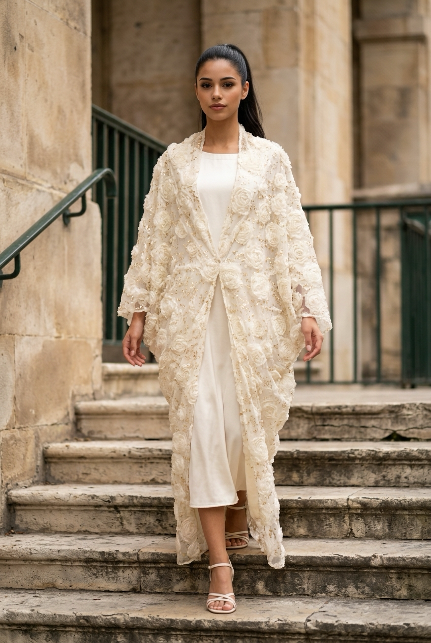 Cream Rose Fleur Kaftan